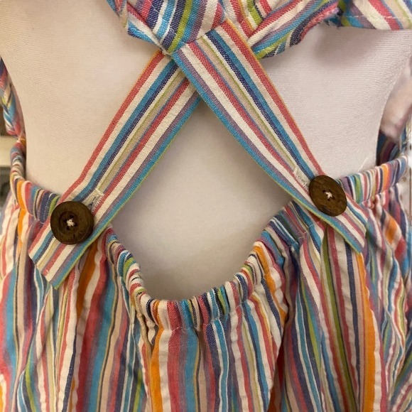Majorelle Costello Multicolor plunging Ruffle rainbow Striped Crossback Dress L - Picture 13 of 16